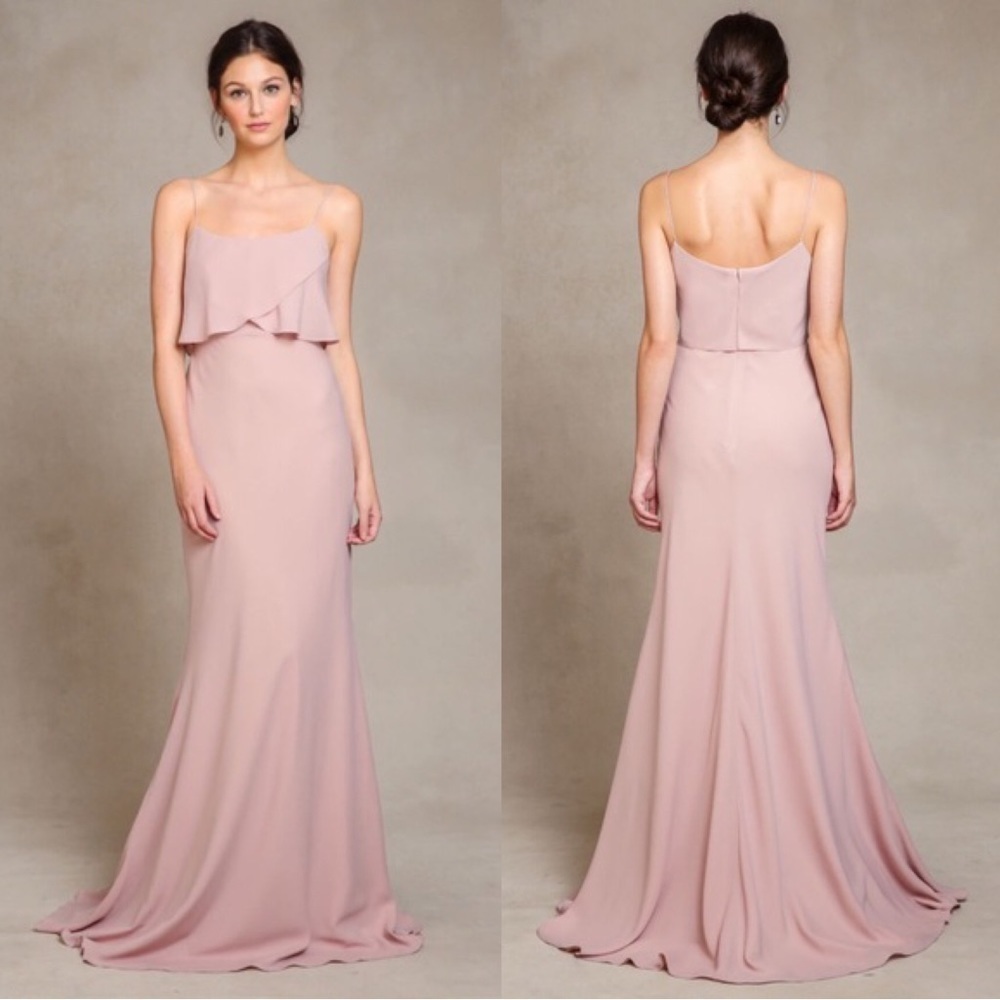 Jenny Yoo • Blake Dress blush pink chiffon ruffle flutter Whipped Apricot gown